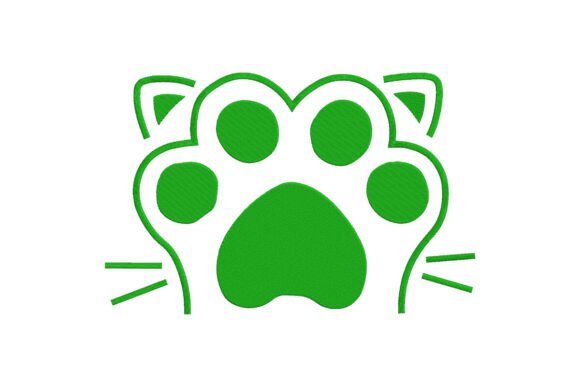 Cat Paw Embroidery Green Cat Paw Print