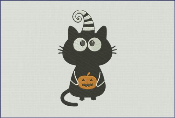 Cat Pumpkin Halloween Embroidery