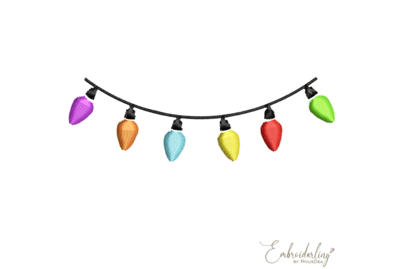 Christmas Lights Embroidery Design