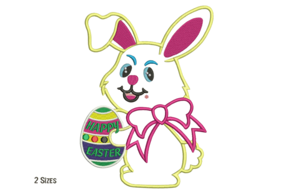Cute Easter Bunny Egg Embroidery Design
