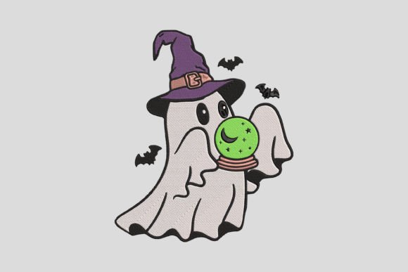 Cute Ghost Witch Embroidery Design