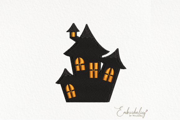 Cute Halloween Scary House Embroidery