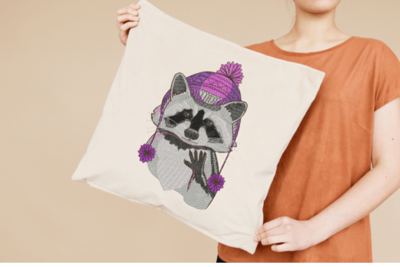 Cute Raccoon Embroidery Design