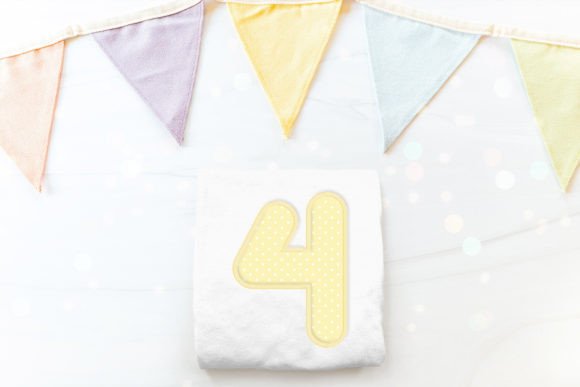 Cute Round Number 4 Applique Embroidery