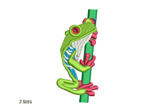 Frog on Stick Embroidery Design