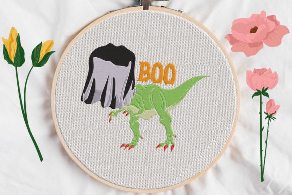 Halloween Dinosaur Boo Embroidery