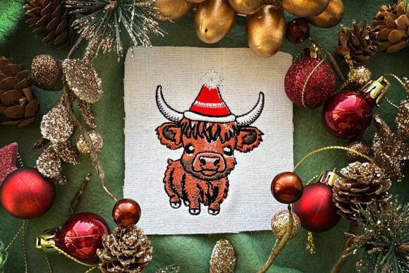 Highland Cow Machine Embroidery
