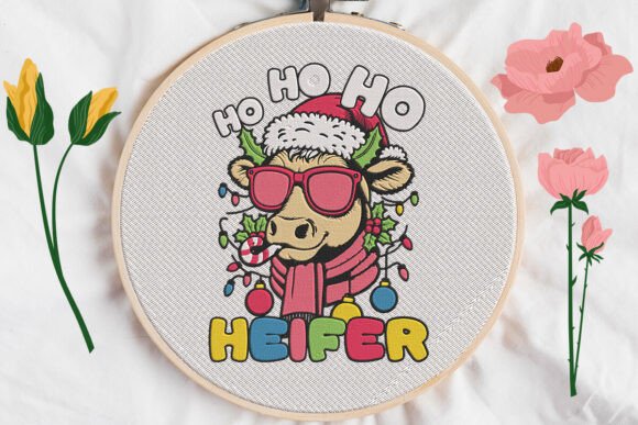 Ho Ho Ho Heifer Embroidery