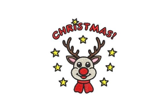 Jolly Christmas Elk Embroidery Design
