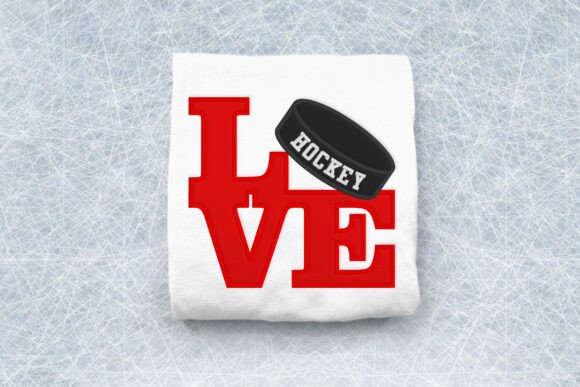 Love Hockey Applique Embroidery