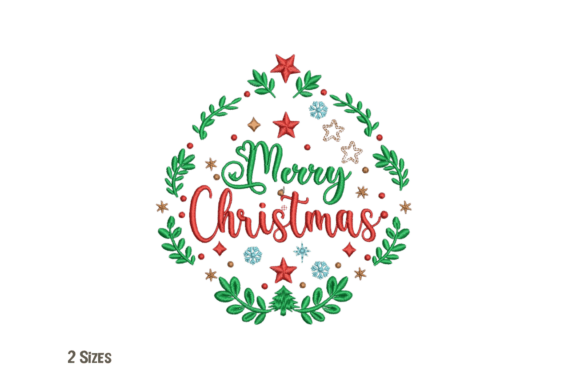 Merry Christmas Wreath Embroidery