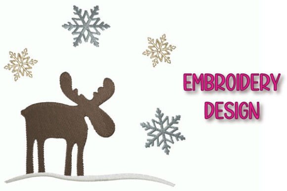 Moose with Snowflakes Embroidery