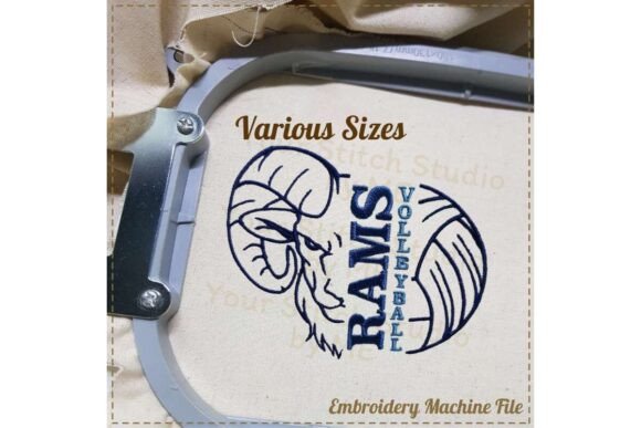 Ram Volleyball Embroidery Design