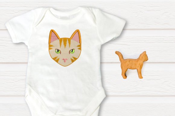 Realistic Cat Face Mini Embroidery